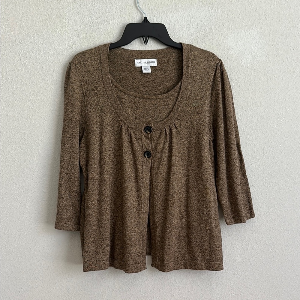 Sag harbor layered open button top large